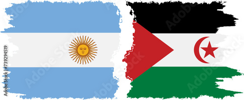 Western Sahara and Argentina grunge flags connection vector