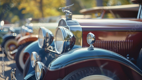 Vintage Car Show: Document a gathering of retro cars at a vintage car show or classic car rally, showcasing a variety of makes and models from different eras. Generative AI © Hokmiran