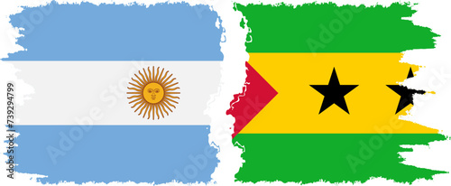 Sao Tome and Principe and Argentina grunge flags connection vector
