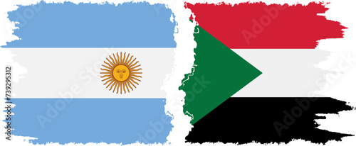 Sudan and Argentina grunge flags connection vector