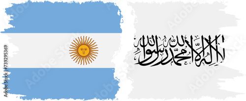 Afghanistan and Argentina grunge flags connection vector