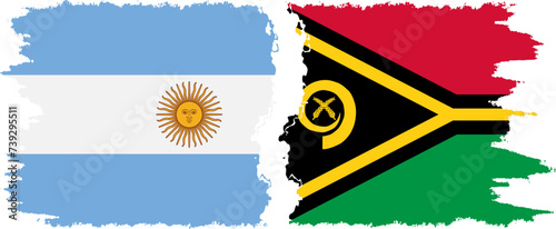 Vanuatu and Argentina grunge flags connection vector