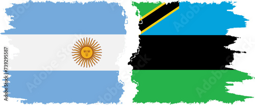 Zanzibar and Argentina grunge flags connection vector