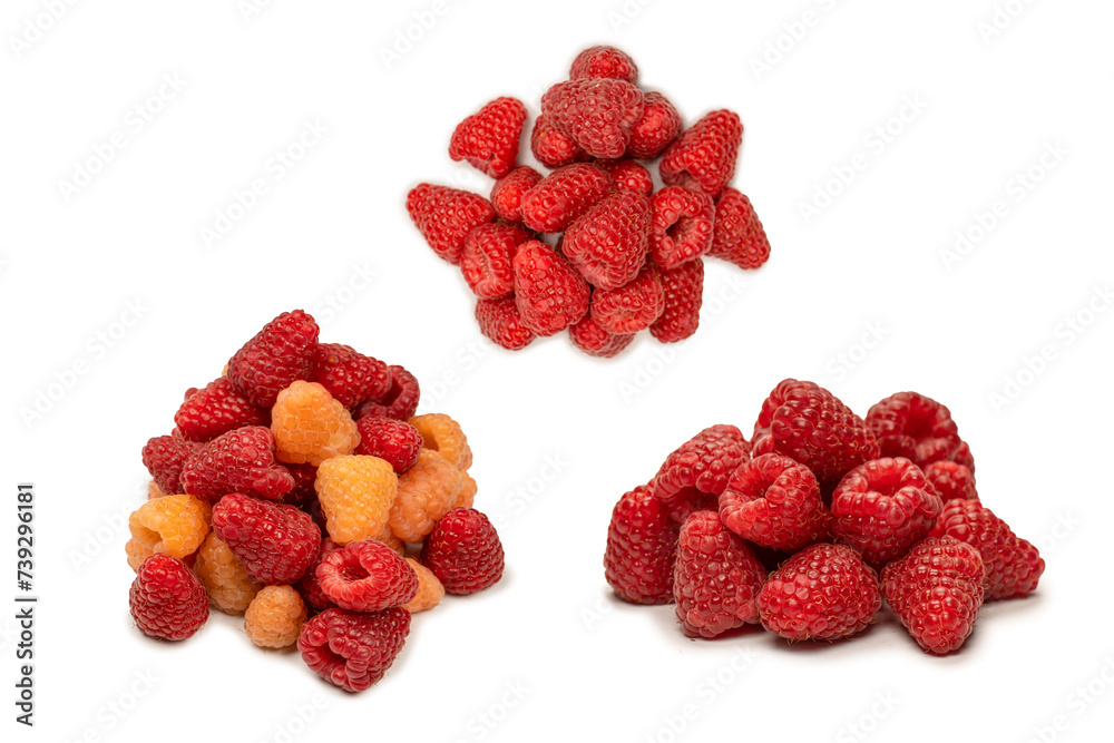Tasty raspberries isolated on white background. Tasty raspberries isolated on white background.