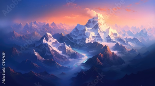 Beautiful Golden Hour Of An Himalayan Mountains Landscape Wallpaper  © Fauzan