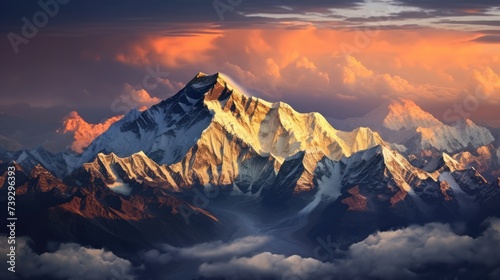 Beautiful Golden Hour Of An Himalayan Mountains Landscape Wallpaper  © Fauzan