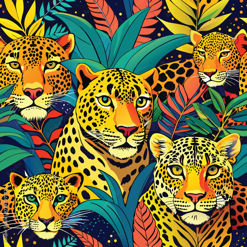 Fototapeta premium leopard pattern design, vector illustration for fabric print paper connected seamlessly.