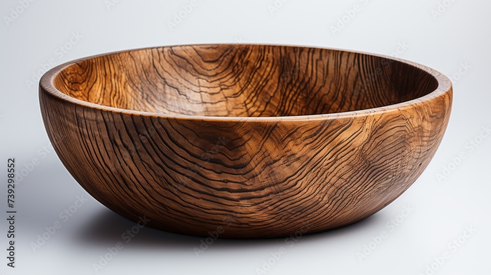 An artisan-crafted wooden bowl, its grain patterns and smooth finish standing out against a minimalist white background, emphasizing the natural beauty and skil An artisan-crafted wooden bowl, its grain patterns and smooth finish standing out against a minimalist white background, emphasizing the natural beauty and skil