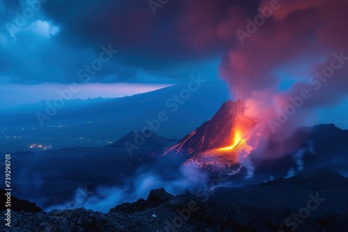 Volcanic chaos: molten lava spews from the crater, creating a striking image of Earth's dynamic forces © Anna