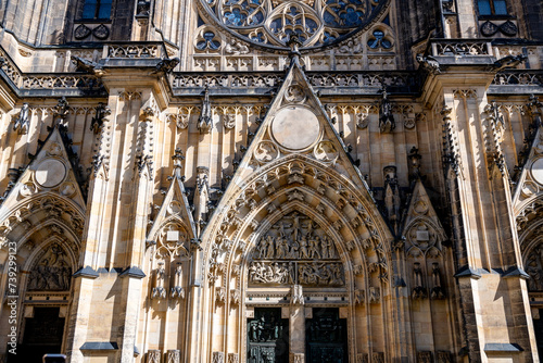 Imposing Facade of Saint Vitus Cathedral in Prague