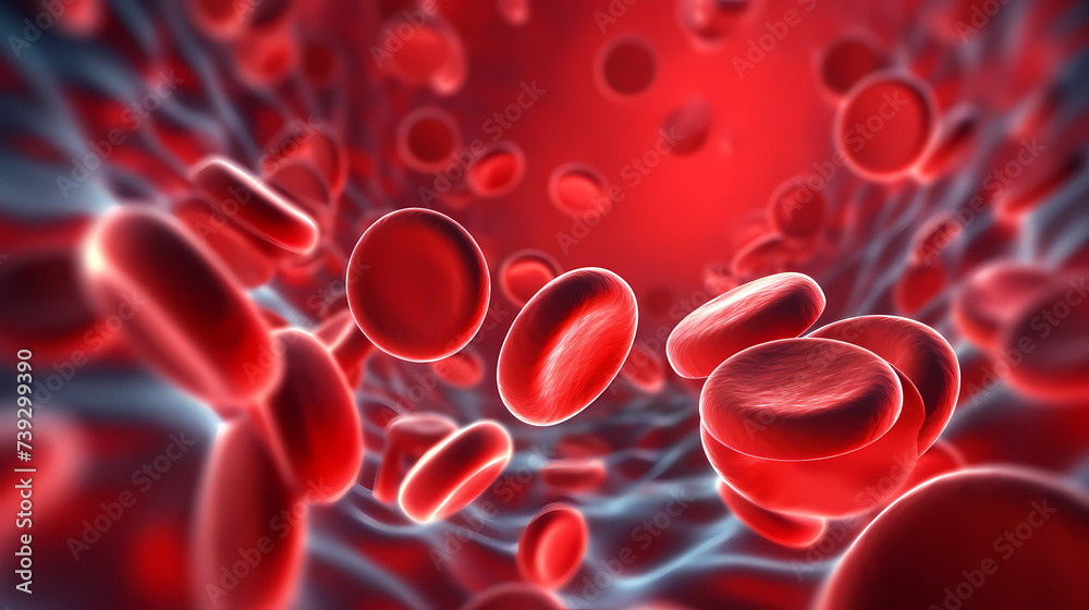 Close-up of blood flow of blood cells, white blood cells, red blood cells Close-up of blood flow of blood cells, white blood cells, red blood cells