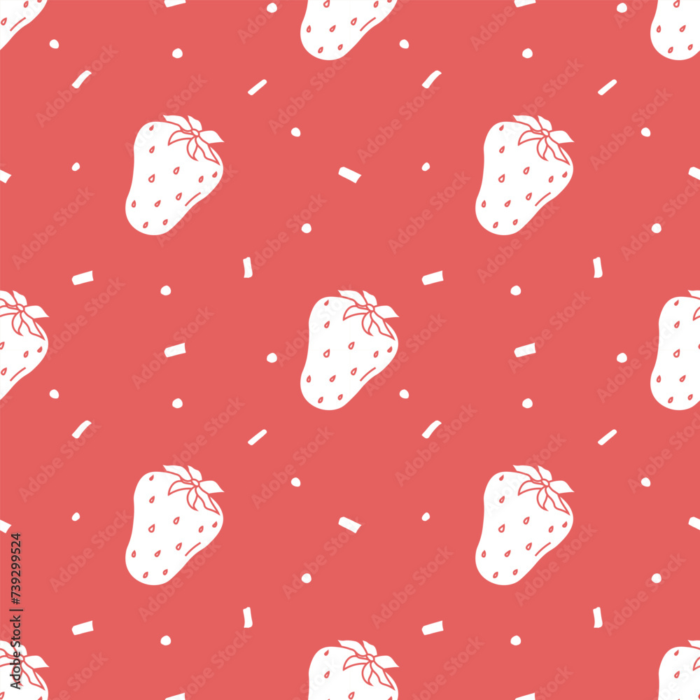 Seamless strawberries pattern. Doodle vector with red strawberries icons. Vintage strawberries pattern Seamless strawberries pattern. Doodle vector with red strawberries icons. Vintage strawberries pattern