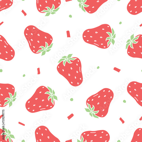 Wallpaper Mural Seamless strawberries pattern. Doodle vector with red strawberries icons. Vintage strawberries pattern Torontodigital.ca