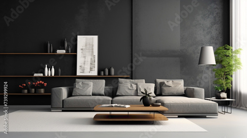 A radiant steel gray wall, defining a space with modern simplicity and sophistication.