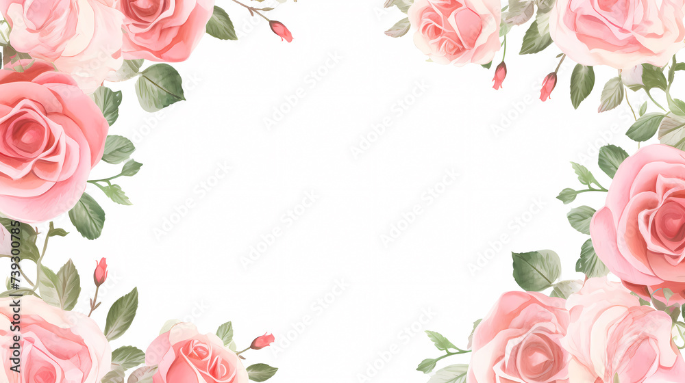 Empty flower frame with copy space for design of greeting card or invitation