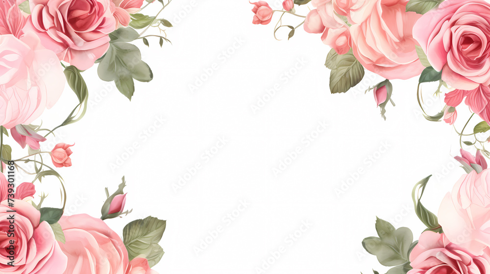 Empty flower frame with copy space for design of greeting card or invitation Empty flower frame with copy space for design of greeting card or invitation