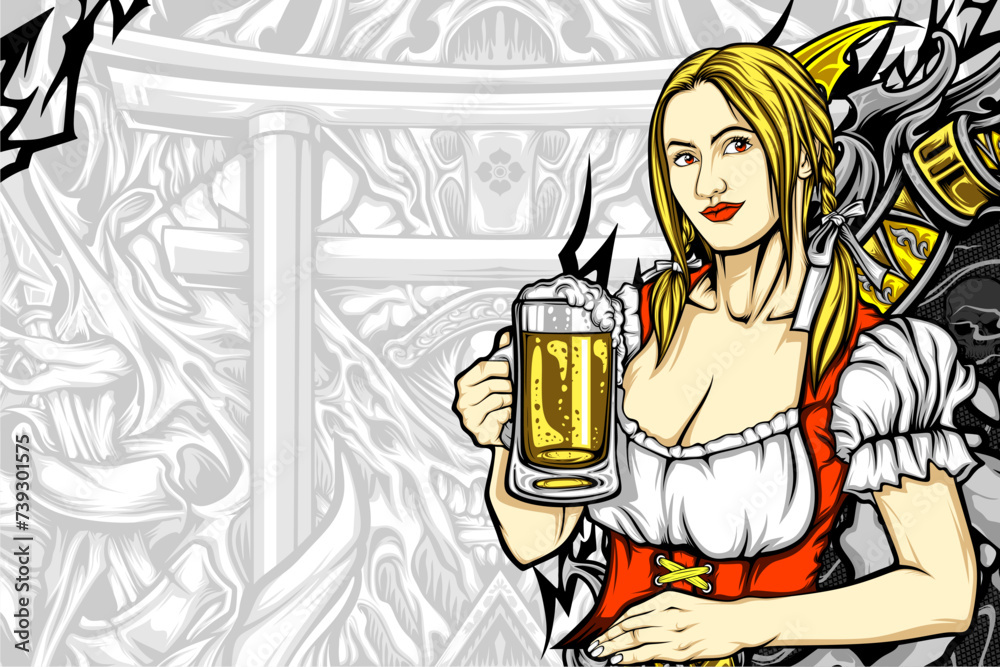 beautiful girl in action illustration beautiful girl in action illustration