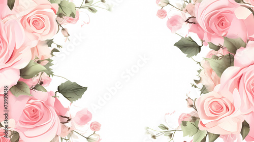 Empty flower frame with copy space for design of greeting card or invitation