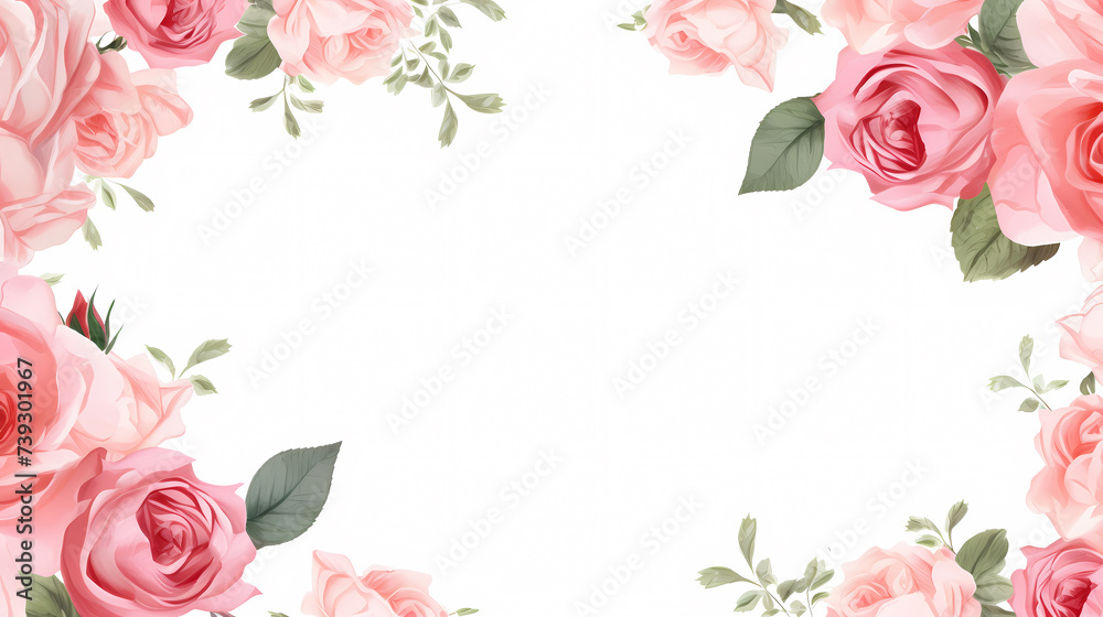 Empty flower frame with copy space for design of greeting card or invitation Empty flower frame with copy space for design of greeting card or invitation