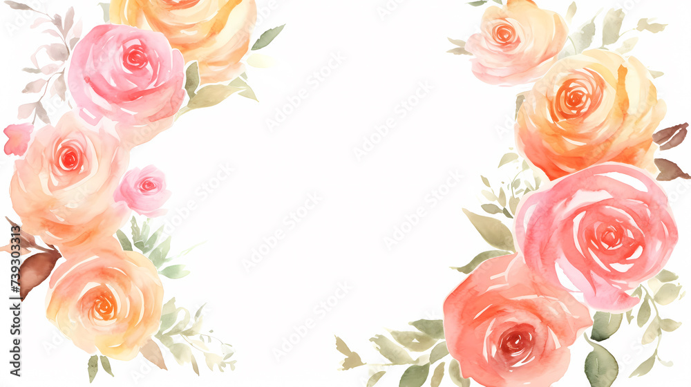 Empty flower frame with copy space for design of greeting card or invitation