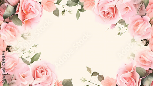 Empty flower frame with copy space for design of greeting card or invitation