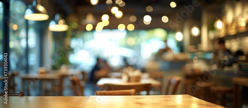 A cozy and inviting restaurant ambiance with blurred view of elegant dining tables and chairs
