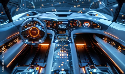 Cockpit of futuristic autonomous car  photo