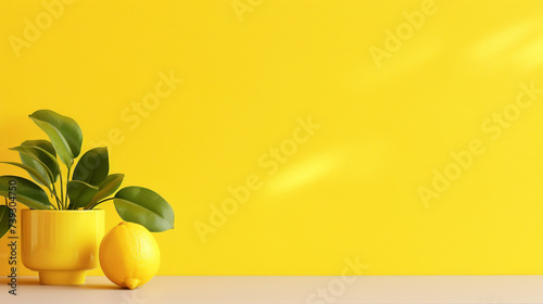 A radiant sunlit lemon yellow wall, exuding positivity and energy, captured in high definition detail.