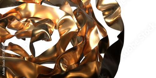 Golden Weave: Abstract 3D Gold Cloth Illustration with Intricate Patterns © vegefox.com
