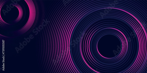 Dark abstract background with glowing circles. Swirl circular lines element. Shiny lines. Futuristic technology concept.