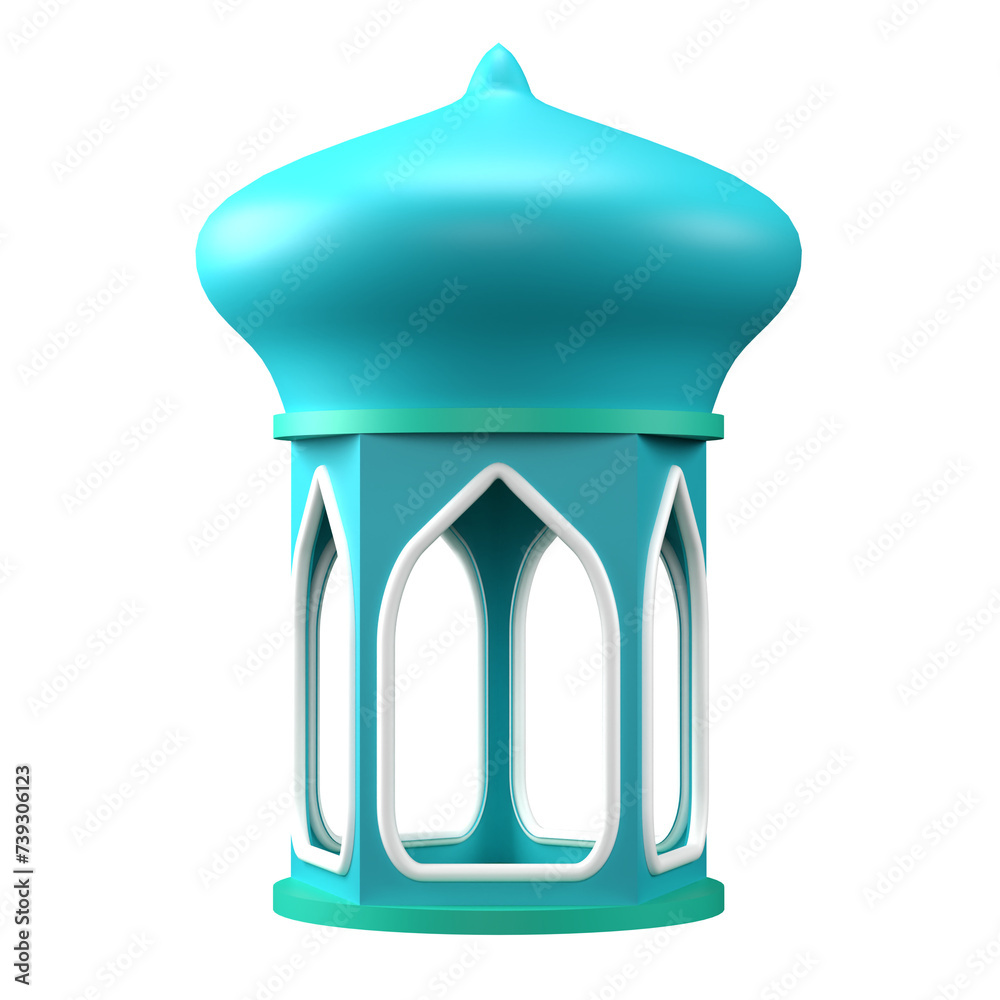 3D illustration of a lantern for Ramadan and Eid Mubarak. Object on a transparent background.