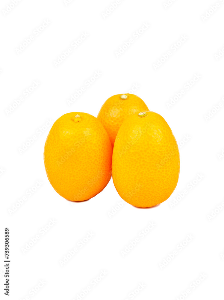 Three ripe fruits kumquat isolate Three ripe fruits kumquat isolate