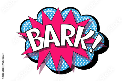 Comic lettering bark. Vector bright cartoon illustration in retro pop art style. Comic text sound effects. EPS 10.
