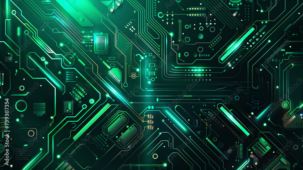 Emerald color cyber and tech background Emerald color cyber and tech background