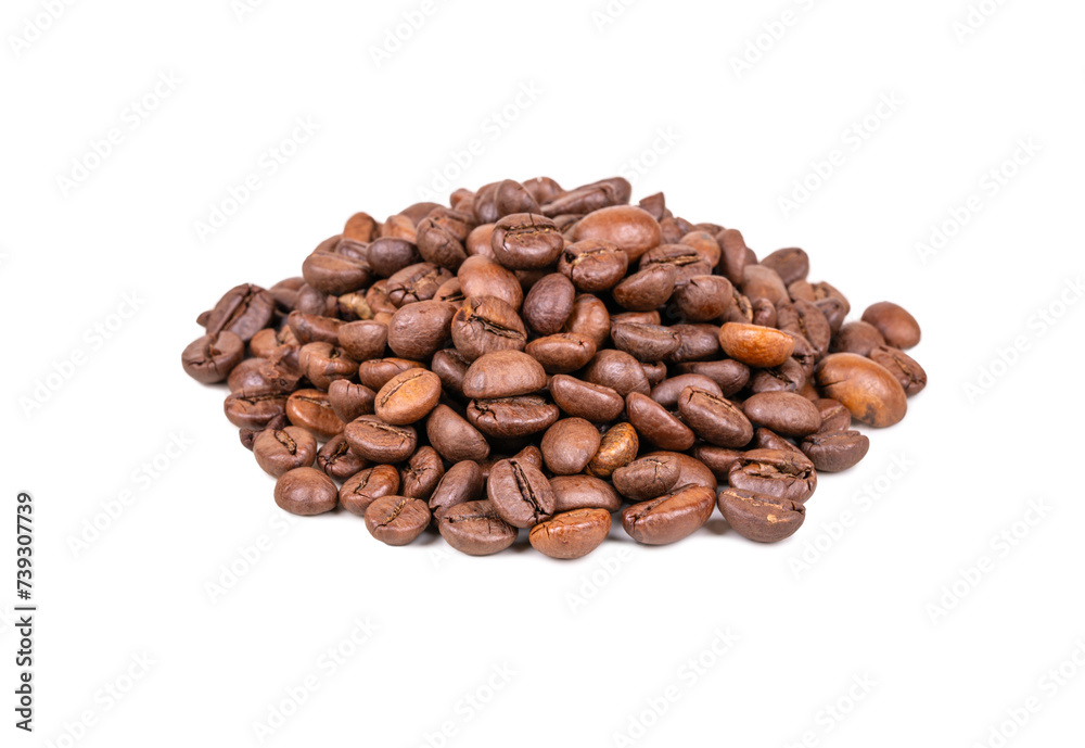 Heap of roasted coffee beans isolate Heap of roasted coffee beans isolate