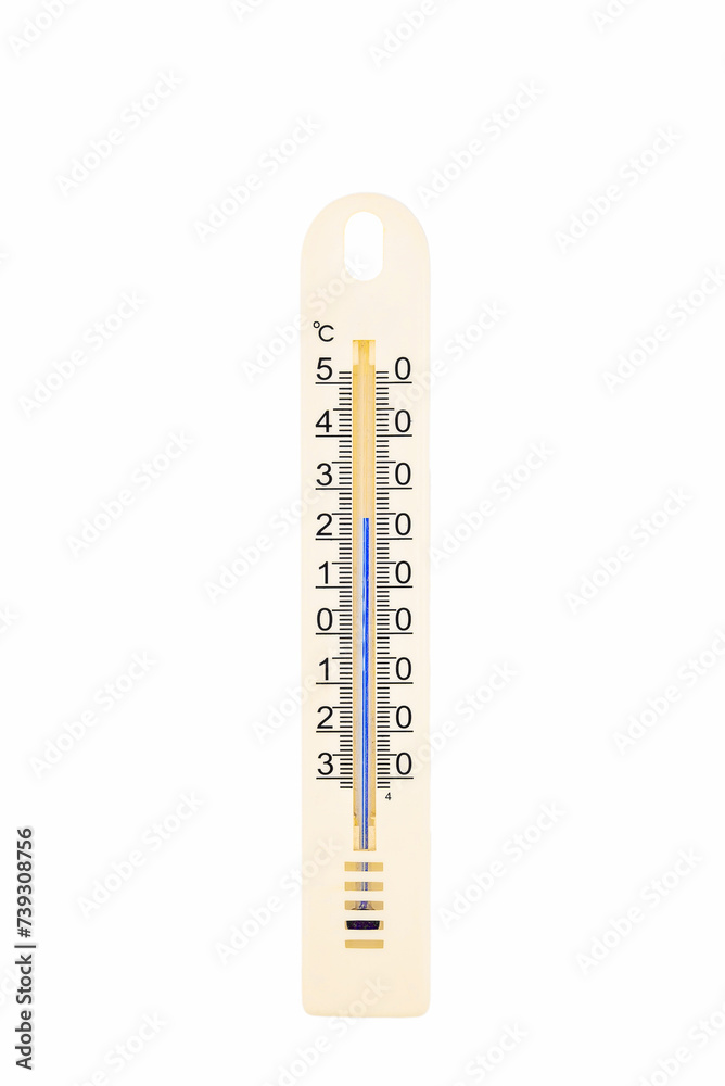 Room alcohol thermometer with blue alcohol at 50 degrees