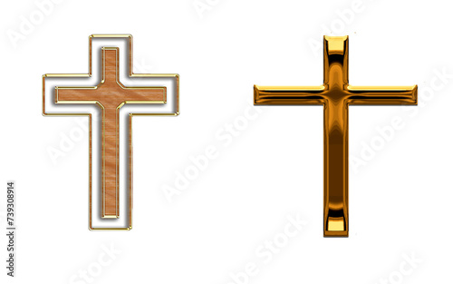 Christian golden cross on a isolated background 