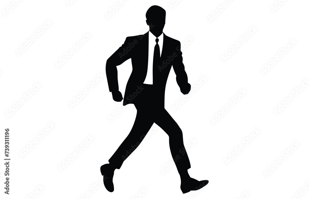 Silhouettes of business people run vector, silhouette of worker or businessmen in suit running
