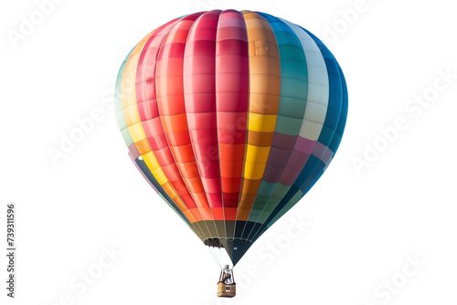 Vibrant Multicolored Hot Air Balloon, Isolated on white background
