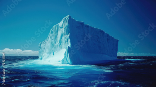 Iceberg in freezing cold sea, clear sunny weather