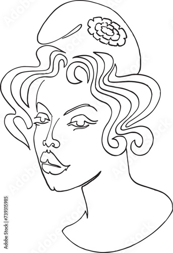 French woman style Marianne face portrait vector illustration