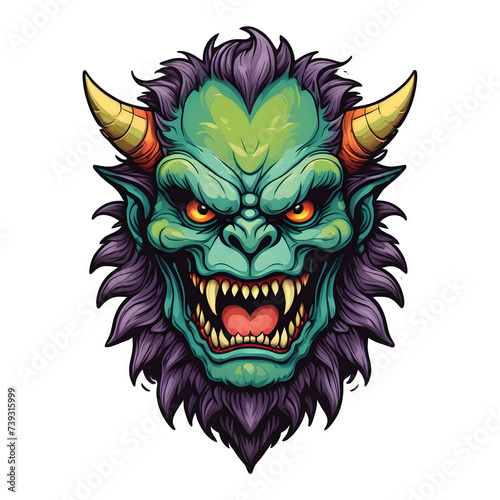 demon beast cartoon vector illustration. colorful concept © Tabe
