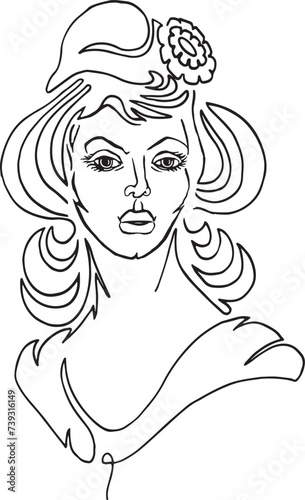 French woman style Marianne face portrait vector illustration