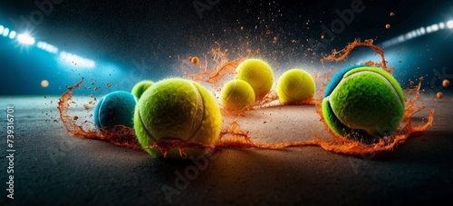 Obraz na płótnie Tennis balls background after the game. Close up view of green tennis balls w salonie