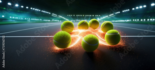 Obraz na płótnie Tennis balls background after the game. Close up view of green tennis balls w salonie