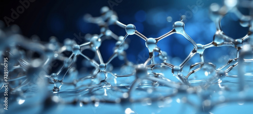 Transparent molecular structure in a blue hued scientific environment  photo