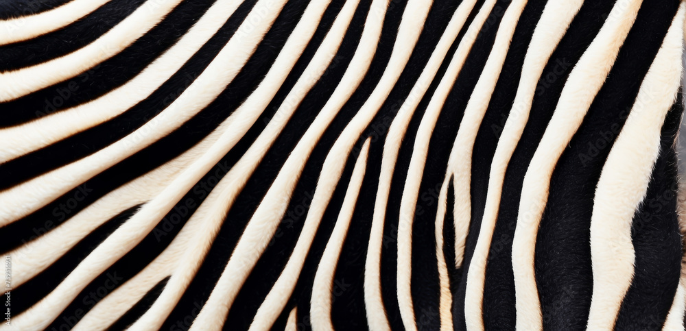 Trendy zebra skin pattern background . Animal fur, texture background for Fabric design, wrapping paper, textile and wallpaper, extra wide