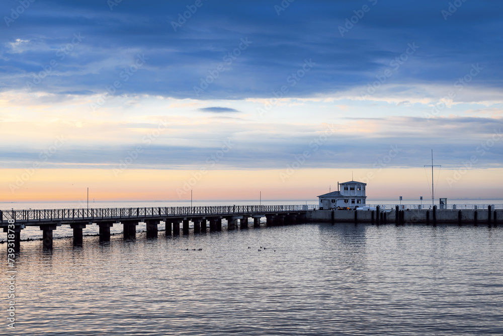 Pier at sunset, Baltic Sea