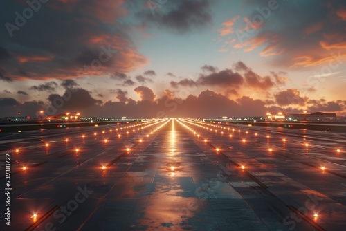 airport runway, dark colors 