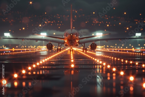 airport runway, dark colors 